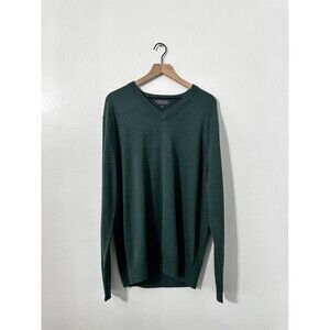 Men’s Brooks Brothers 100% Merino Wool Green Sweater XL Small Hole